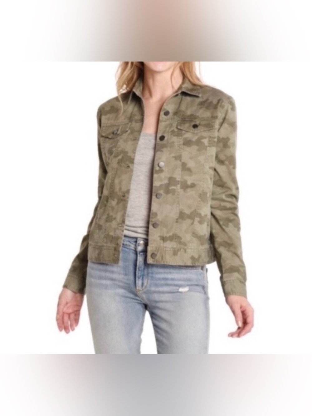 ATM Anthony Thomas Melillo Utility Camo Trucker Jacket Sage Green Size M Grunge